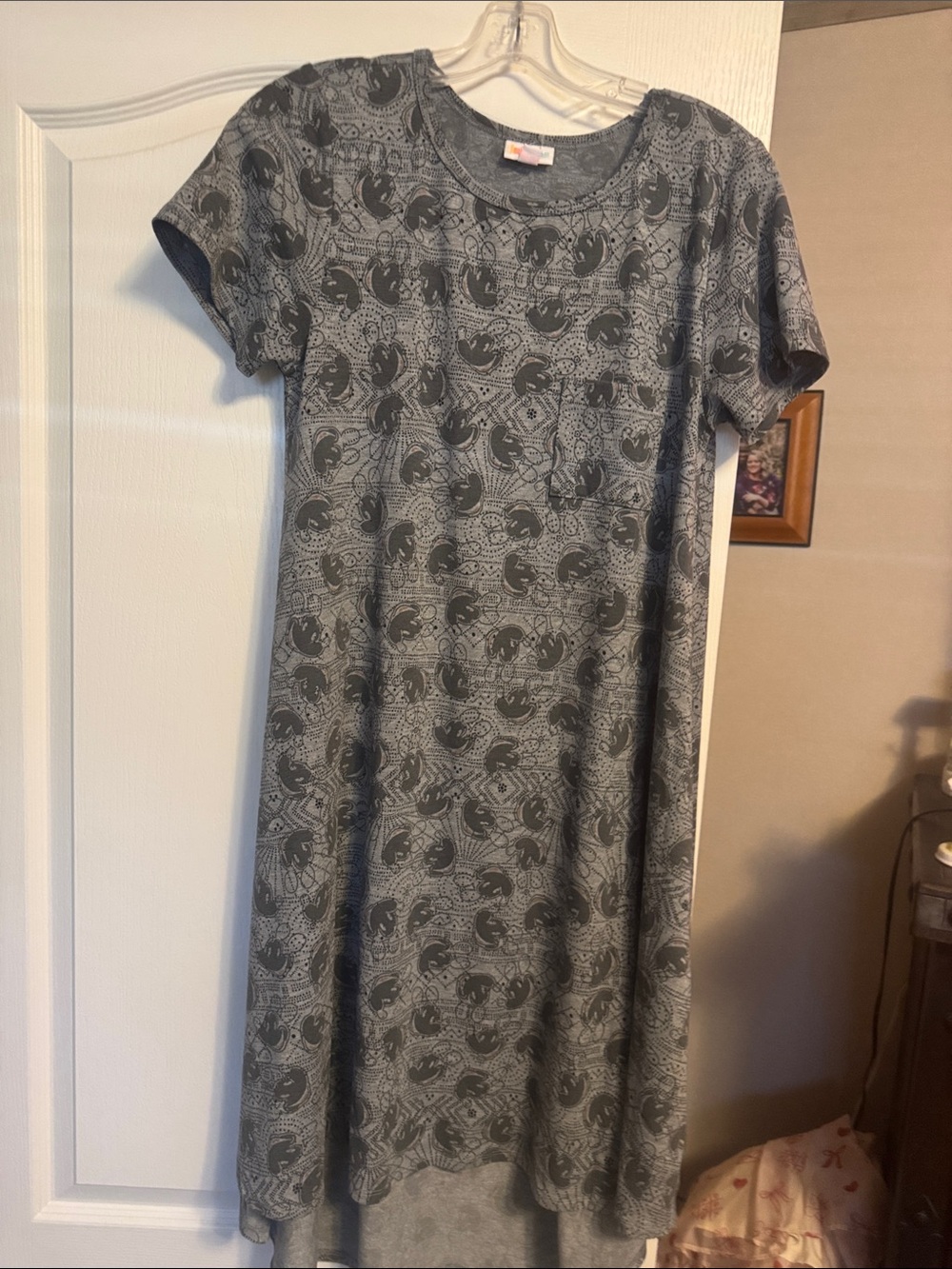 LuLaRoe Gray Paisley-Print Midi Shift Dress